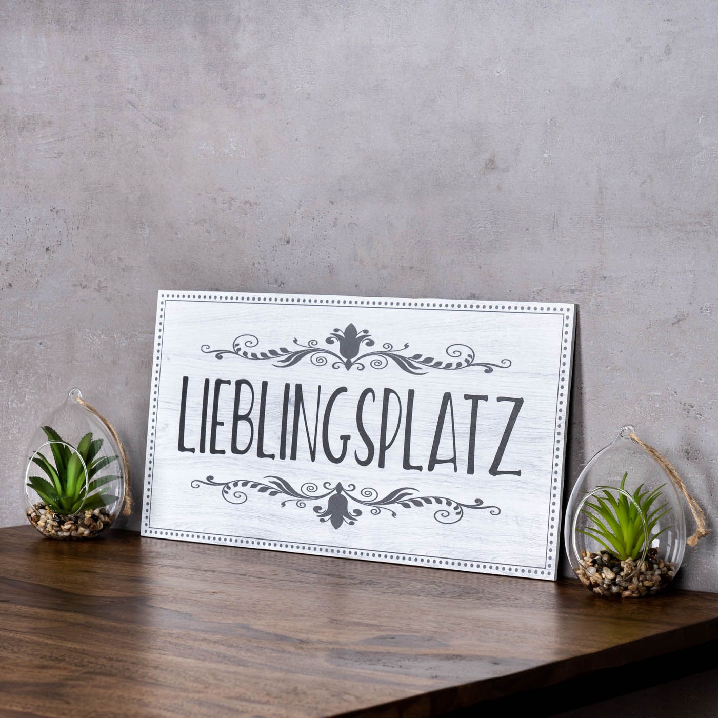 Wandbild 40x20cm Lieblingsplatz Spruch Deko Wandschild Bild Wanddeko Schild