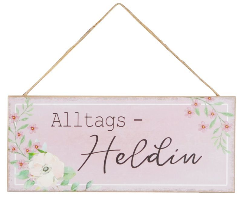4er Set Schilder 35x15cm Rosa Sprüche Alltagsheldin Holz Wandbild