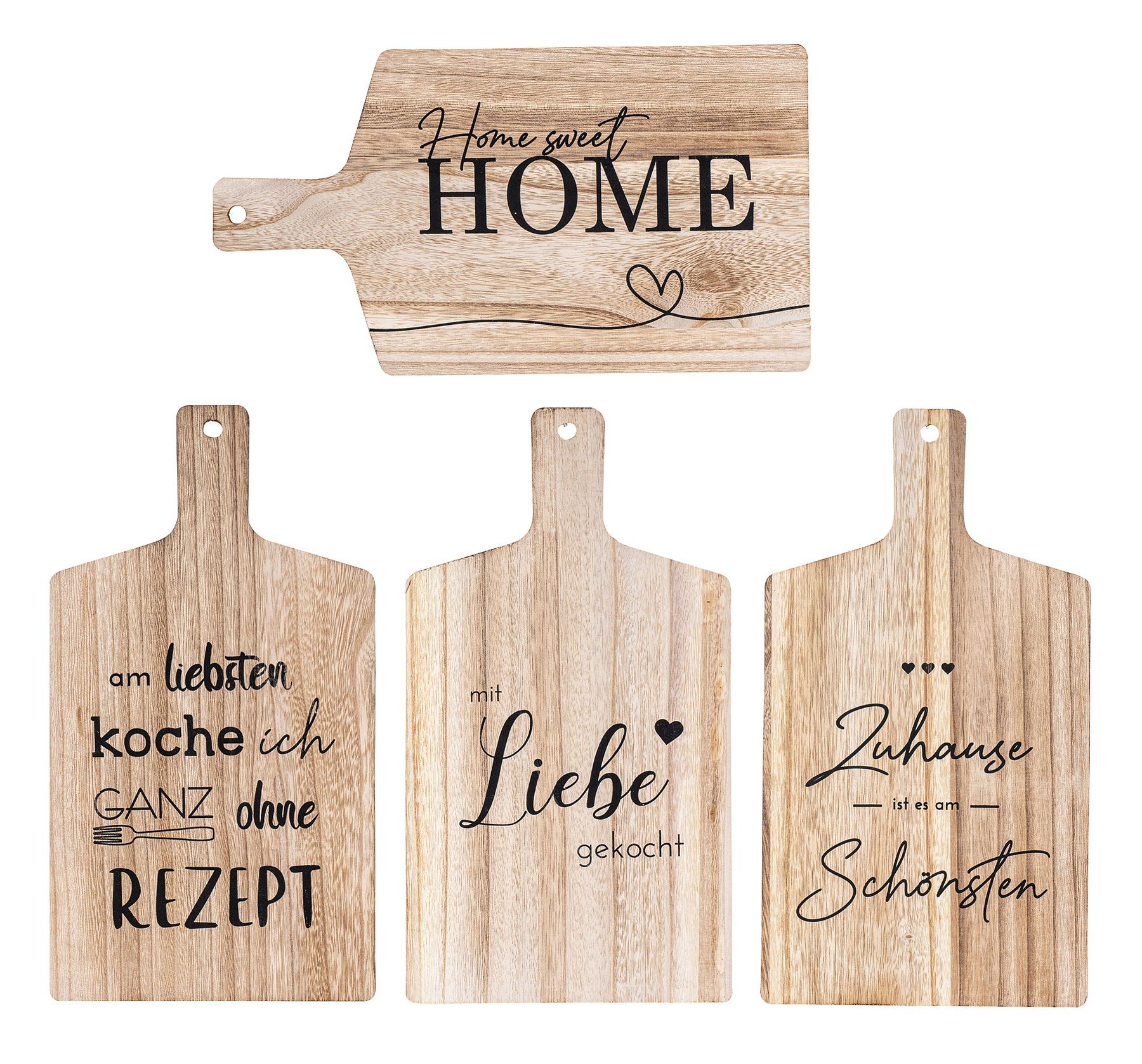 4er Set Wandbilder 22x40cm Sprüche Holz Schneidbrett Wanddeko Holzbild