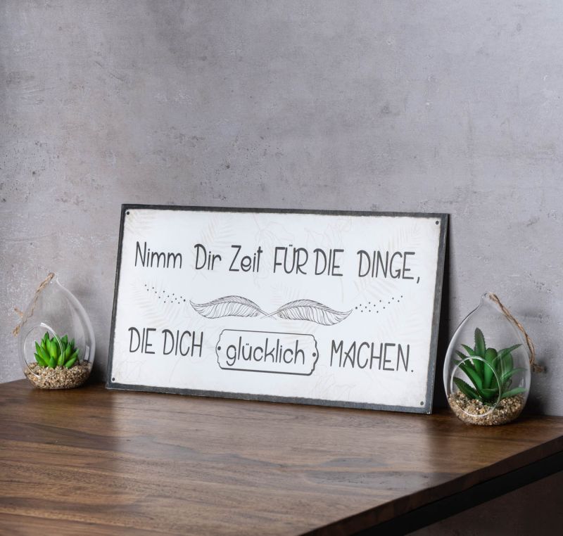 Wandbild 40x20cm Nimm dir Zeit Glück Spruch Deko Wandschild Freunde