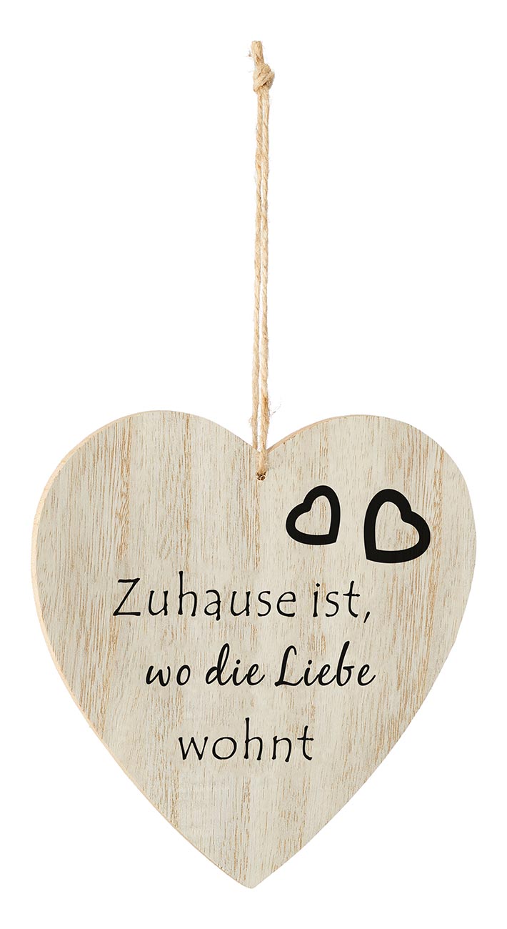 3er Set DekoHerz Holz Sprüche 17,5x17cm Liebe Love Wanddeko Aufhänger