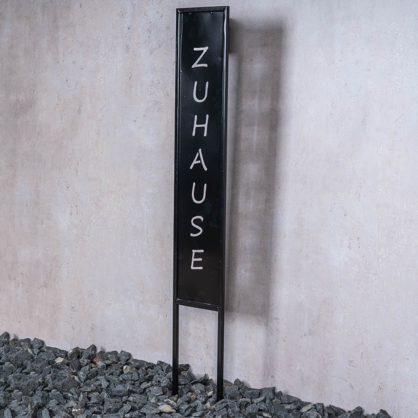 Gartenstecker Zuhause H83cm Schwarz Metall Stele Garten Deko Schild