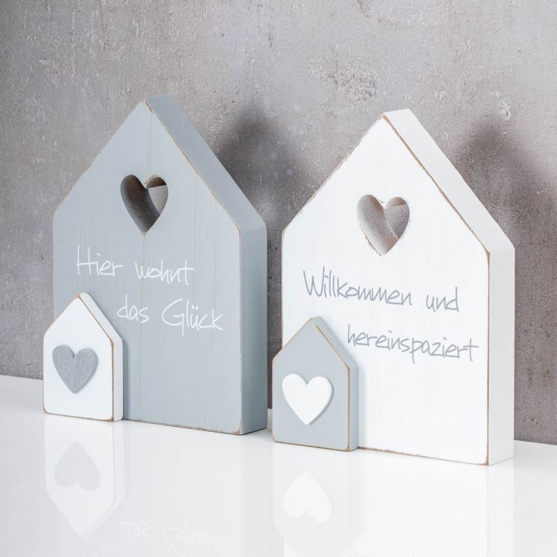2er Set Deko Aufsteller Sprüche DekoTafel Willkommen Haus Spruchtafel