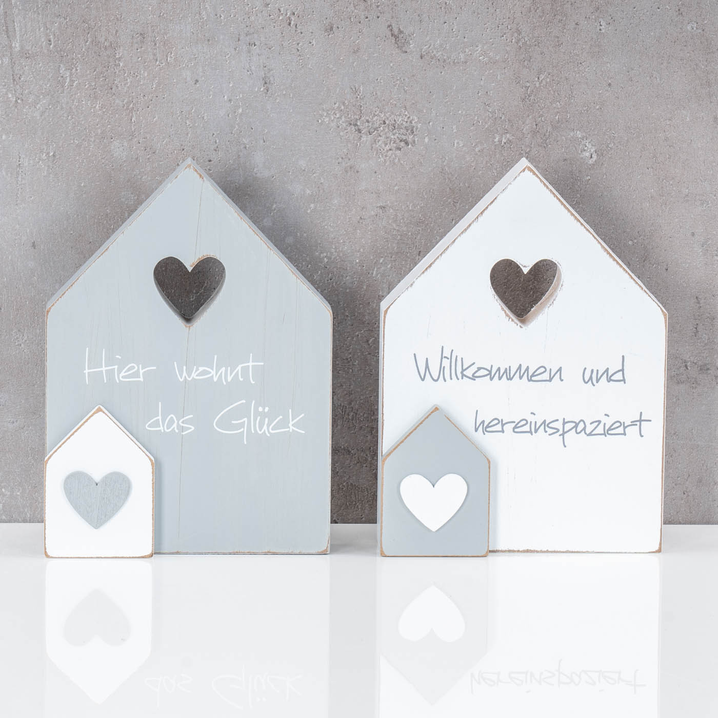 2er Set Deko Aufsteller Sprüche DekoTafel Willkommen Haus Spruchtafel