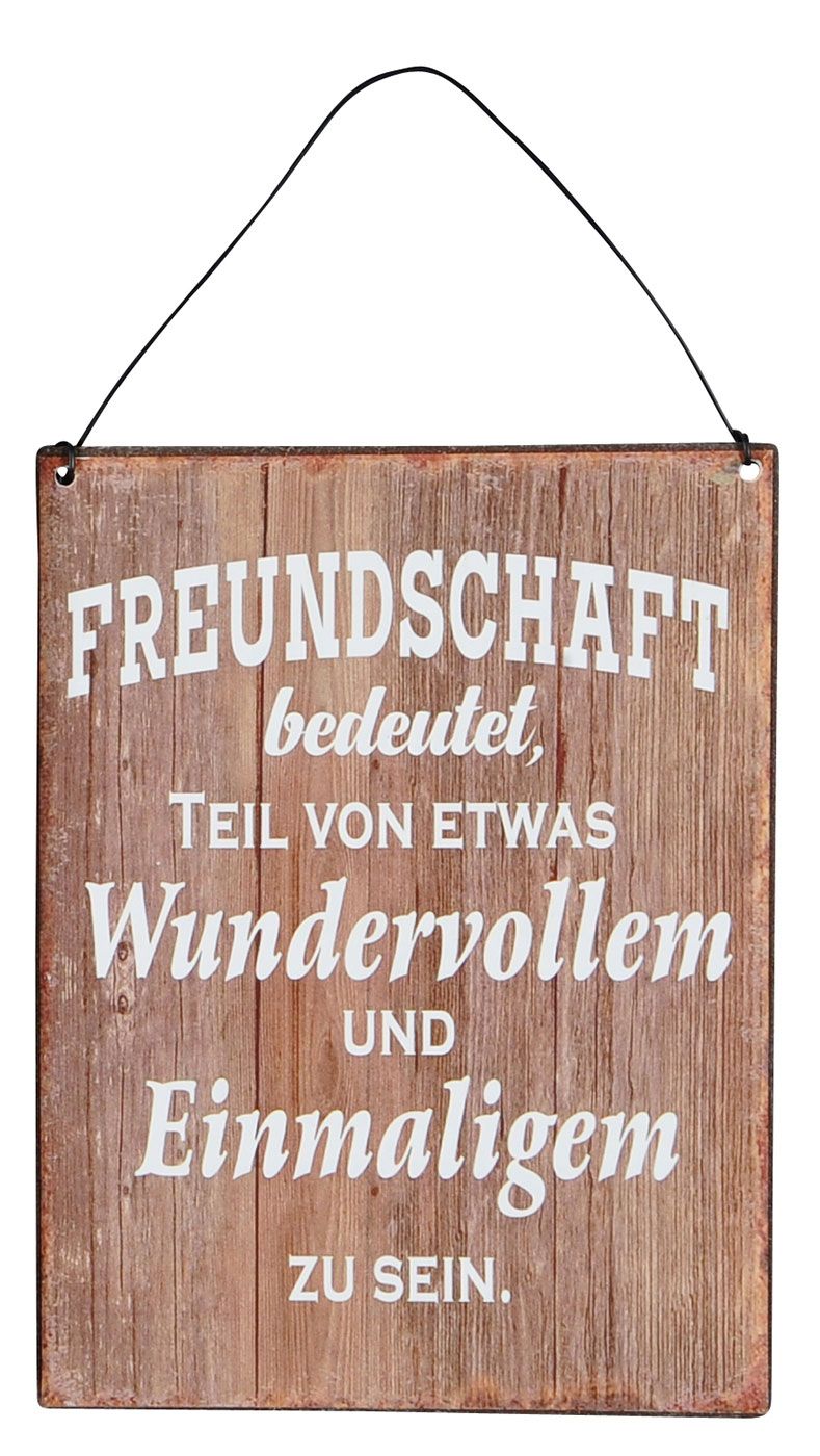 3er Set Blechschilder H20cm Freundschaft Sprüche Braun Wandbild